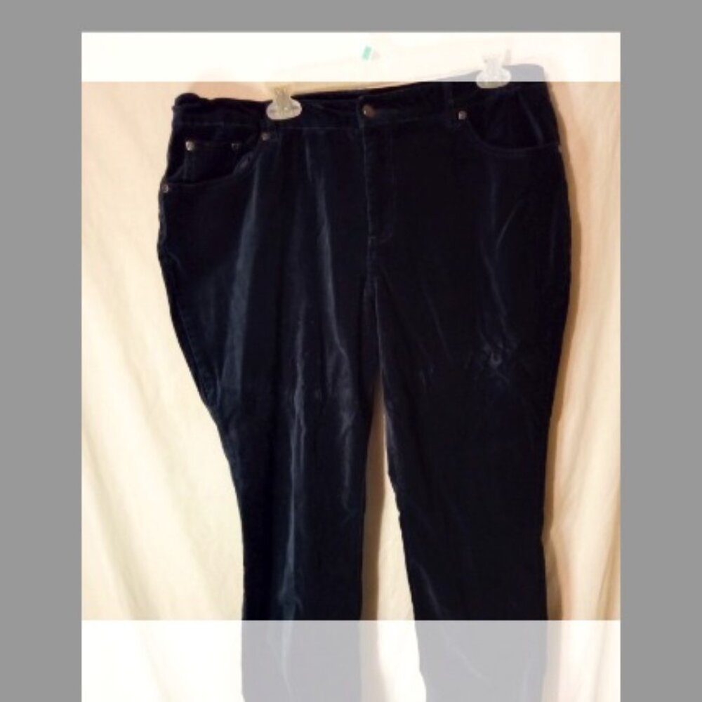 (M) DG2 Woman's Velour Stretch Jeans 18 PW Blue NWOT